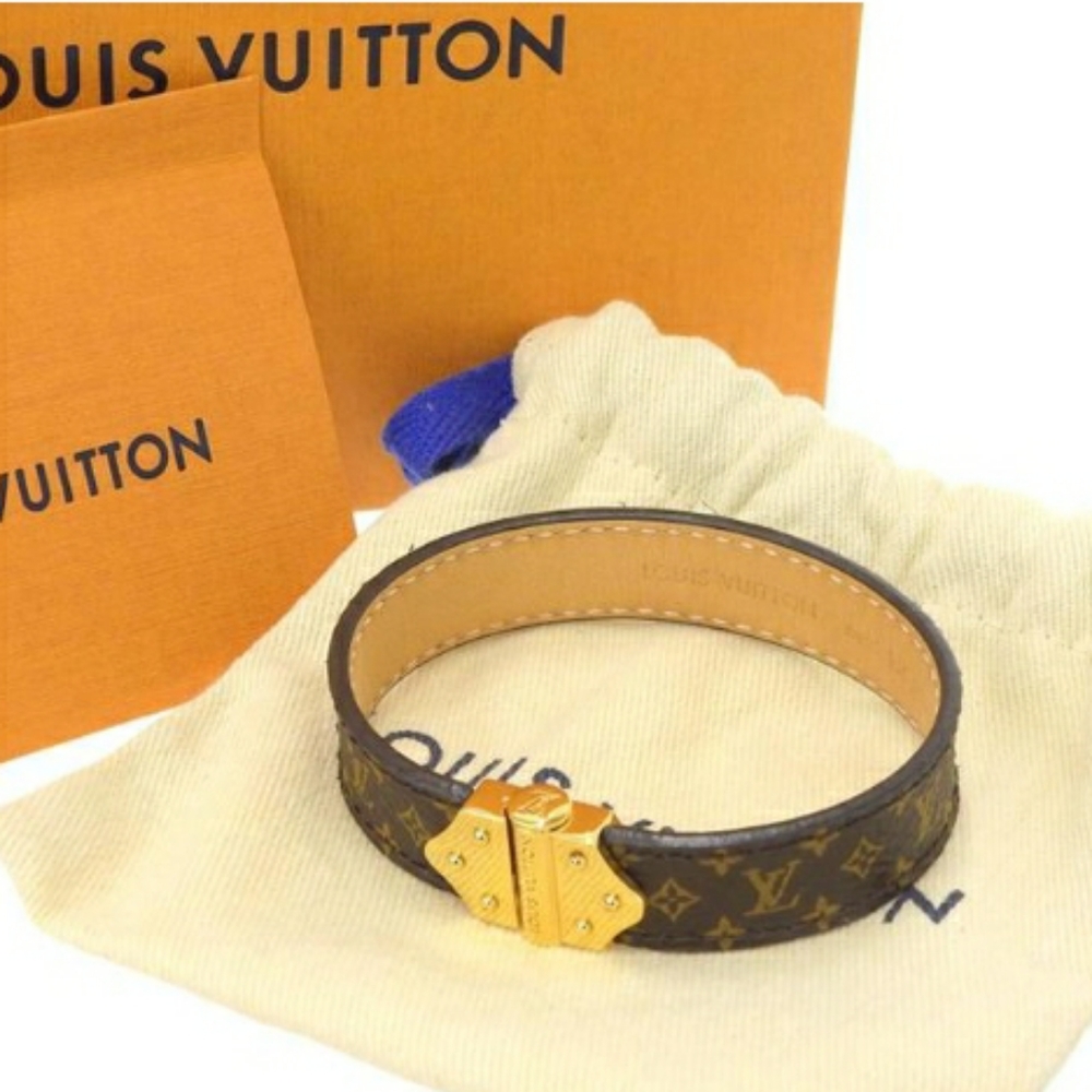 - RARE! Louis Vuttion Vachette Leather Bracelet Cuff in Louis V box